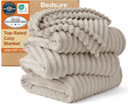 Bedsure GentleSoft Large Fleece Blanket for Bed - Cozy Soft Throw Blankets for Women, Cute Large Throws for Girls, Linen, 120x120 Inches