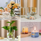 Hurricane Candle Holder,Open Ended Glass Candleholder Multiple Size Choices,Clear Cylinder Glass Candle Holder for Wedding Centerpieces, Home Decor(3pcs:4x4", 3pcs: 4x3.5")