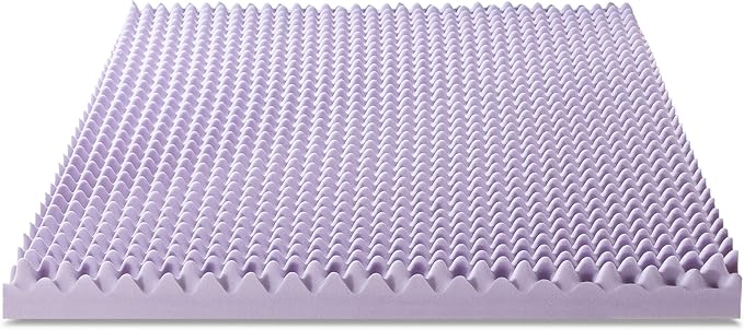 Best Price Mattress 4 Inch Egg Crate Memory Foam Mattress Topper with Soothing Lavender Infusion, CertiPUR-US Certified, Dorm Essentials, Short Queen