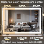 FENNIO Makeup Mirror with Lights 23"x32" ，LED Makeup Mirror ，Large Vanity Mirror with Lights，Touch Sensor with Dimmable 3 Modes, Square White