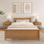 Plank+Beam Solid Wood Queen Bed Frame, Platform Bed with Headboard, Pecan