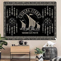 OSUNBD Viking Warship Tapestry Wall Hanging - Large 84x90 inches Storm & Celtic Runes on Soft Flannel Aesthetic Mythology Tapestries Norse Mythology Art for Bedroom, Living Room Decor
