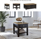 Signature Design by Ashley Drazmine Casual End Table with 1 Lower Shelf, Light Brown & Black