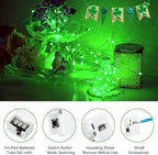 btfarm 12 Pack Fairy Lights Battery Operated [3 Modes], 7ft 20 Led Twinkle Lights String Lights Waterproof Bulk Small Mini Silver Wire for Mason Jars Vases Wedding Table Centerpiece, Green
