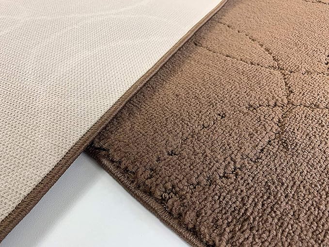 Custom Size Modern Geometric Pattern Carpet Runner Rug for Hallways, Slip Resistant Latex Rubber Backed, 31 inch Wide X Customized Length, Circles Brown, 31 inch X 3 feet, Doormat Size