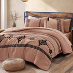 MaiRêve Embroidery Full Size Comforter Set Dusty Pink, Farmhouse Western Boho Bedding Set 7 Pieces, All Season Bed in A Bag Comforter Set with Sheets, Pillowcases & Shams