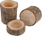 FUNSUEI 18 PCS Wooden Tea Light Candle Holders, Rustic Wood Votive Log Candle Holders, Rustic Wood Votive Candle Holder for Table Decoration, 3 Sizes
