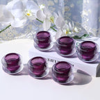 Woho Ribbed Votive Candle Holders Set of 6 for Wedding Decor, Vintage Tealight Candle Holder for Halloween/Thanksgiving, Glass Tea Lights Candle Holder for Dinner Table (Purple, 2.1" H X 2.75" D)