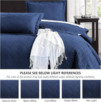 Love's cabin Quilts for Queen Bed Navy Blue Bedspreads - Soft Bed Summer Lightweight Bedspread Comforter - Modern Style Wave Pattern Coverlet for All Season - 3 Pieces (1 Quilt, 2 Pillow Shams)
