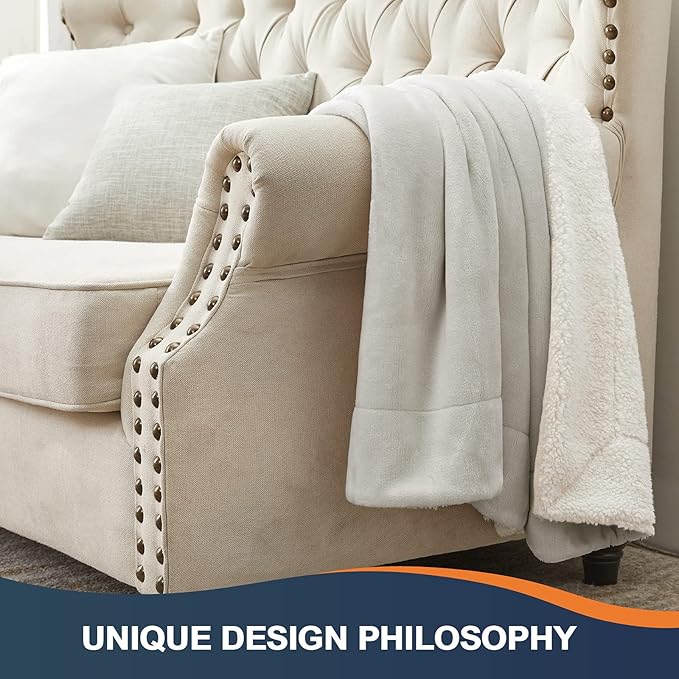 Walensee Sherpa Fleece Blanket (Throw Size 50”x60” Silver Grey) Plush Throw Fuzzy Super Soft Reversible Microfiber Flannel Blankets for Couch, Bed, Sofa Ultra Luxurious Warm and Cozy for All Seasons