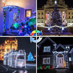(Cool White ⇋ Multicolor) Solar Christmas String Lights Outdoor, 2-Pack 80FT 200 LED Waterproof Silver Wire, Solar Twinkle Lights with 8 Modes Solar Fairy Light for Tree Garden Wedding Christmas Decor