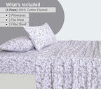 RUVANTI Flannel Sheets Full Size - 100% Cotton Double Brushed Bed Sheets Set, Deep Pockets 16 Inches, All Seasons Breathable & Extra Soft Full Sheets, Warm & Cozy, 4 Piece, Vintage Flora