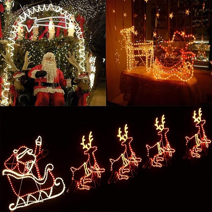 SURNIE LED Rope Lights Outdoor Warm White, Waterproof 18FT Cuttable 3000K Soft Lighting Indoor 110V Flexible Clear Tube for Bedroom Outside Garden Deck Patio Camping Decor, Not Flat Strip