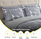 Sweet Home Collection 7 Piece Comforter Set Bag Solid Color All Season Soft Down Alternative Blanket & Luxurious Microfiber Bed Sheets, Tulsa, Full