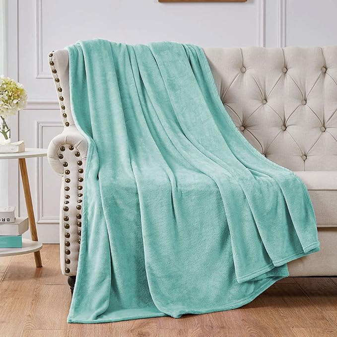 Walensee Fleece Blanket Plush Throw Fuzzy Lightweight (XL-Twin Size 66x90 Light Blue) Super Soft Microfiber Flannel Blankets for Couch, Bed, Sofa Ultra Luxurious Warm and Cozy for All Seasons