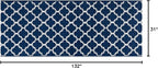 Custom Size Cut to Length Moroccan Trellis Design Runner Rug Mat For Wide Long Hallways with Non-Slip Rubber Backing, Better Traction for Pets, Prevent Slippage, Trellis Navy Blue, 31 inch X 11 feet