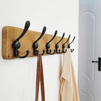 Dseap Coat Rack Wall Mounted - 24" Long 6 Tri Hooks, Heavy Duty Wooden Wall Coat Hanger Coat Hook for Clothes Hat Jacket Clothing, Weathered Yellow and Black