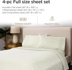 Threadmill Luxury 100% Cotton Full Bed-Sheets - 800 Thread Count Jacquard Celine Ivory,4 Pc Striped Best Sheets for Bed, Damask Sheets with Elasticized Deep Pocket