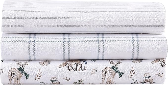 Eddie Bauer - Twin Sheets, Cotton Flannel Bedding Set, Brushed For Extra Softness, Cozy Home Decor (Woodland Friends, Twin)