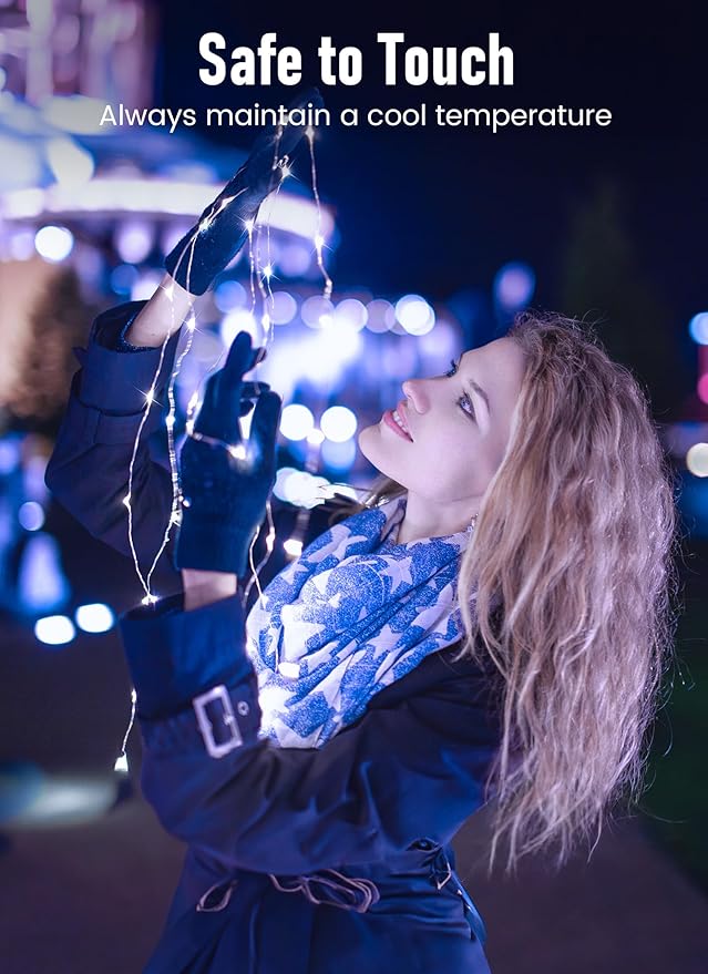 Minetom Fairy Lights Battery Operated, 33FT 100 LED Mini Battery Powered String Lights Twinkle Lights Mason Jar Lights, Waterproof Starry Firefly Lights for Party Wedding Christmas Decor, Pure White
