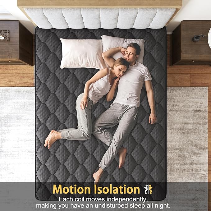 Twin Mattress 14 Inch, Medium Firm Hybrid Mattresses Euro Top for Back & Lumbar Support,Individual Pocket Spring Bed for Motion Isolation & Pressure Relief