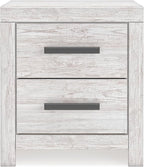 Signature Design by Ashley Cayboni Vintage 2 Drawer Nightstand with Safety Stop for Bedroom, 24.37" Tall, White