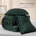 Bedsure Twin Comforter Set - Forest Green Comforter, Boho Tufted Shabby Chic Bedding for Kids, 2 Pieces Vintage Farmhouse Bed Set for All Seasons, Fluffy Soft Bedding with 1 Pillow Sham