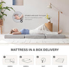 Tri-Fold Memory Foam Mattress, 6 inch Queen Folding Topper with Collapsible and Washable Cover, Travel and Guest Mat, 80"×60"×6", Grey