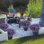 Ouddy Decor 20 Pcs Fake Outdoor Plants Artificial Grass Greenery Stems Faux Plastic Plants UV Resistant for Indoor Outside Garden Hanging Planter Pathway Porch Patio Window Box Home Decor, Purple