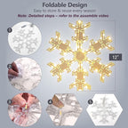BrizLabs 2 Pack Christmas Window Lights with Remote, 61 Modes, Warm & Cool White & RGB Color Changing 12" Foldable Snowflake Hanging Christmas Lights for Xmas Indoor Outdoor Wall Door Fireplace Decor