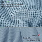 PHF 100% Cotton Waffle Weave Blanket King Size for Bed,Snag Proof Lightweight Breathable Moisture-wicking Throw for Couch,Great for Layering in Cold Weather,Machine Washable,Home Decor Gift-Dusty Blue