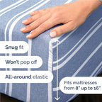 Full 6 Piece Sheet Set - Comfy Breathable & Cooling - Soft Hotel Luxury Bedding Set with 8-16 Inch Deep Pockets - 1 Flat & 1 Fitted Sheet & 4 Pillowcases - Wrinkle Free & Easy Care - Blue Stripes 3