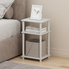 Furinno JUST Night Stand Set of 2, 3-Tier Turn-N-Tube Nightstand, Toolless Bedside Tables, End Table, Side Table with Open Storage for Bedroom, Living Room, Bathroom, White
