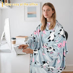 Catalonia Panda Print Wearable Blanket with Sleeves and Foot Pocket – Ultra-Soft Warm Fleece Long Throw Snuggly Blanket for Sleeping & TV Time – Cozy Christmas Gift for Women & Men