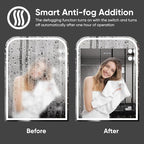 LED Bathroom Mirror, 40"x 32" LED Mirror with Lights for Bathroom, Lighted Vanity Mirrors for Wall, Anti-Fog, Dimmable, Tempered Glass, Memory Function, 3 Colors, Safe Use (White)