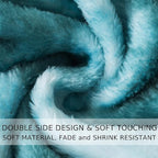 Fuzzy Throw Blanket Travel Size - Teal, Soft and Comfy, Plush and Furry Faux Fur, Reversible Throw Blankets for Sofa and Bed, 50x60 Inches,Teal