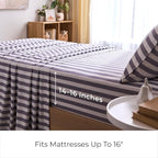 Mellanni Twin Sheets Set - 3 PC Iconic Collection Bedding - Hotel Luxury, Extra Soft, Cooling Bed Sheets - Wrinkle, Fade, Stain Resistant (Twin, Oxford Stripe Hazy Lilac)