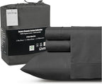 Organic Cotton Sheets Queen Sheet Set Deep Pocket,100% Cotton Bed Sheets Queen Size Set, No Pill Soft & Comfy Naturally Cool Breathable Elasticated Sheet & Pillowcase Sets- Charcoal