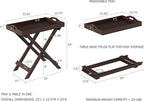 Folding TV Tray Table - Contemporary Side Table with Removable Tray Top for Food Serving, Decor, or Meals - Portable End Furniture for Living Room, Bedroom, or Home Office by Lavish Home (Brown)