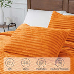 BEDELITE Fleece Twin Comforter Set -Super Soft & Warm Fluffy Burnt Orange Bedding, Luxury Fuzzy Heavy Bed Set for Winter with 1 Pillow case