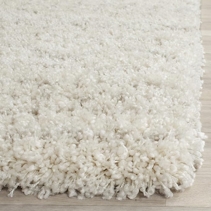 SAFAVIEH Arizona Shag Collection Area Rug - 3'2" Square, Ivory & Beige, Moroccan Design, Non-Shedding & Easy Care, 1.6-inch Thick Ideal for High Traffic Areas in Living Room, Bedroom (ASG741A)