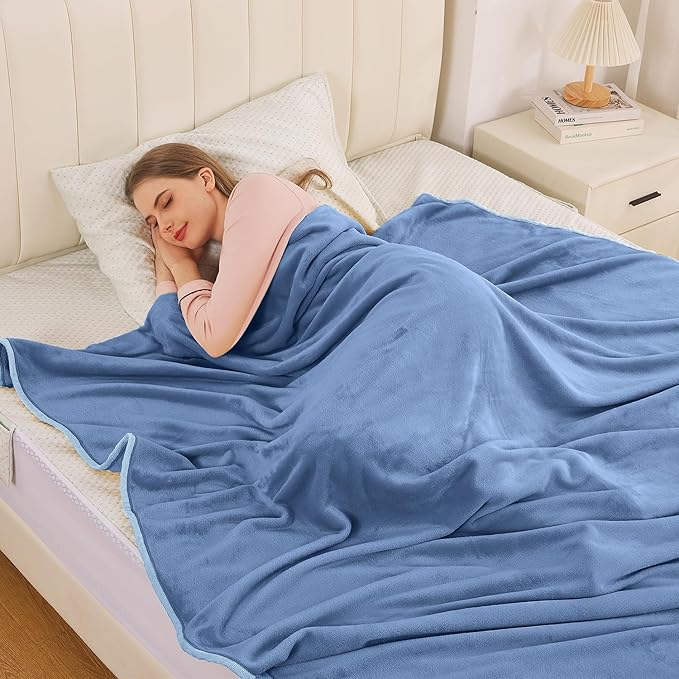 Soft Twin Size Blanket for All Season Lightweight Thermal Fleece Summer Autumn Fall Winter Spring Blankets for Twin/Twin XL Extra Long Bed Couch Sofa,66x90 Inches,Washed Blue