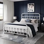 Yaheetech Classic Metal Platform Bed Frame Mattress Foundation with Victorian Style Iron-Art Headboard/Footboard/Under Bed Storage/No Box Spring Needed/Full Size White