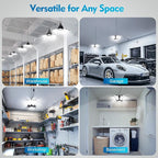 TANBABY 2 Pack Motion Sensor Garage Light, Deformable Garage Lights Ceiling LED Plug in Cord, Plug in Shop Lights with 8+1 Panels Bulb for Basement