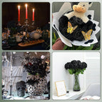 Black Roses Artificial Flowers 50 Pack in Bulk, Fake Roses Flowers Realistic Roses for Halloween Gothic Wedding Home Party Decoration Event Gift (Black)