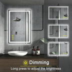 28x36 Inch Bathroom LED Mirror Lighted Bathroom Mirror LED Vanity Mirror with Lights Wall Mounted Anti-Fog Color Dimmable Mirror with Memory (Horizontal/Vertical)