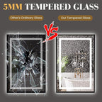 LED Bathroom Mirror,28"x36" Mirror with Black Frame, Front Light and Backlit, Stepless Dimmable, Anti-Fog, Shatter-Proof, Memory, 3 Colors, Double LED Vanity Mirror