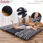 MAXYOYO Japanese Floor Futon Mattress - Thicken Sleeping Pad, Roll Up Floor Lounger Bed for Camping, Guest Room - Thick, Soft and Comfortable, Black Stripe, Full Size