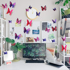 24pcs 3D Vivid Special Man-Made Lively Butterfly Art DIY Decor Wall Stickers Decals Nursery Decoration, Bathroom Décor, Office Décor, 3D Wall Art, 3D Crafts for Wall Art Kids Room Bedroom
