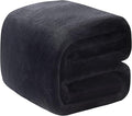 Polar Fleece Blanket Queen Size 350GSM Lightweight Throw for The Bed Extra Soft Brush Fabric Super Warm Sofa Blanket 90" x 90"(Black Queen)